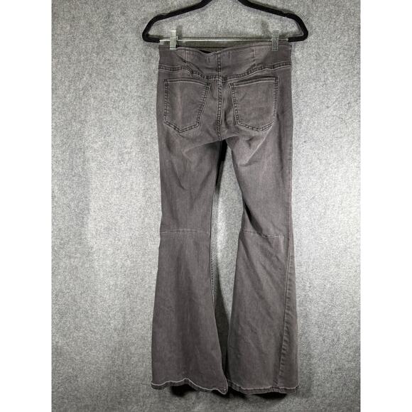 Free People Pants Women 27 Black Pull On High Rise Exagerated Flare Boho Stretch - Picture 6 of 8
